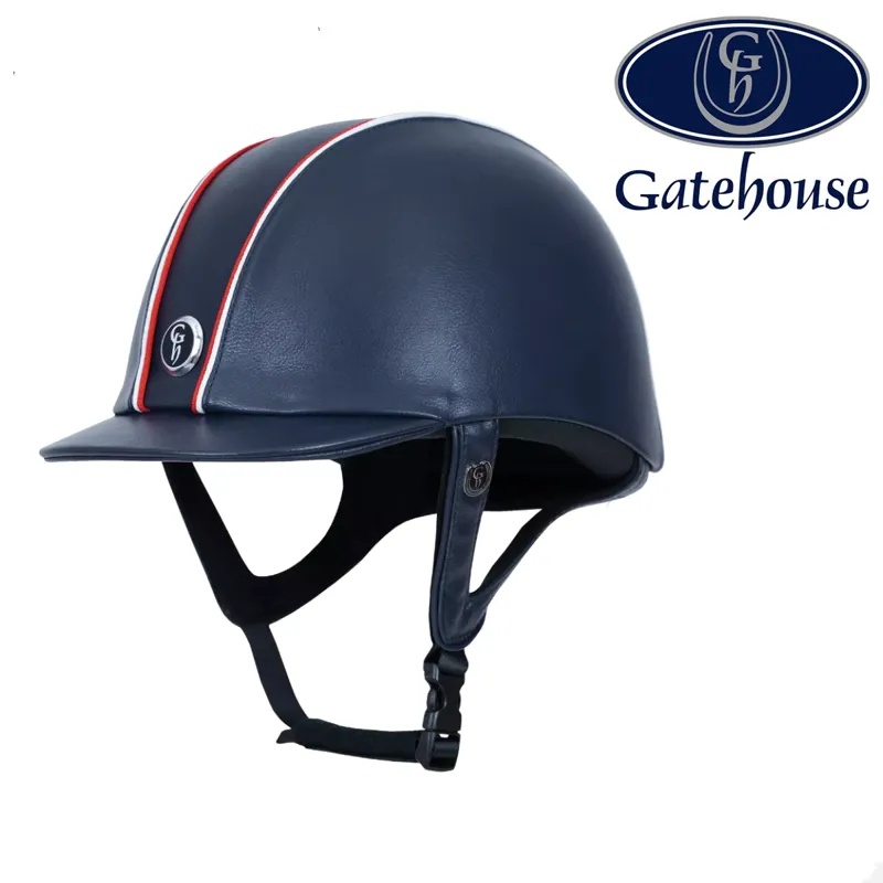 GateHouse Jeunesse Leather Riding Hat Navy/Red